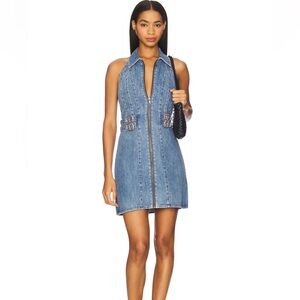 NWT! Alice & Olivia AXELLE DENIM MINI DRESS - size 6, Peyton Vintage Blue